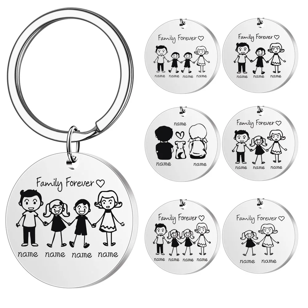 Personalized Family Gifts Keychain Custom Mom Dad Daughter Son Pet Key Chain Engraved Stainless Steel Mother Father Kids Keyring images - 6