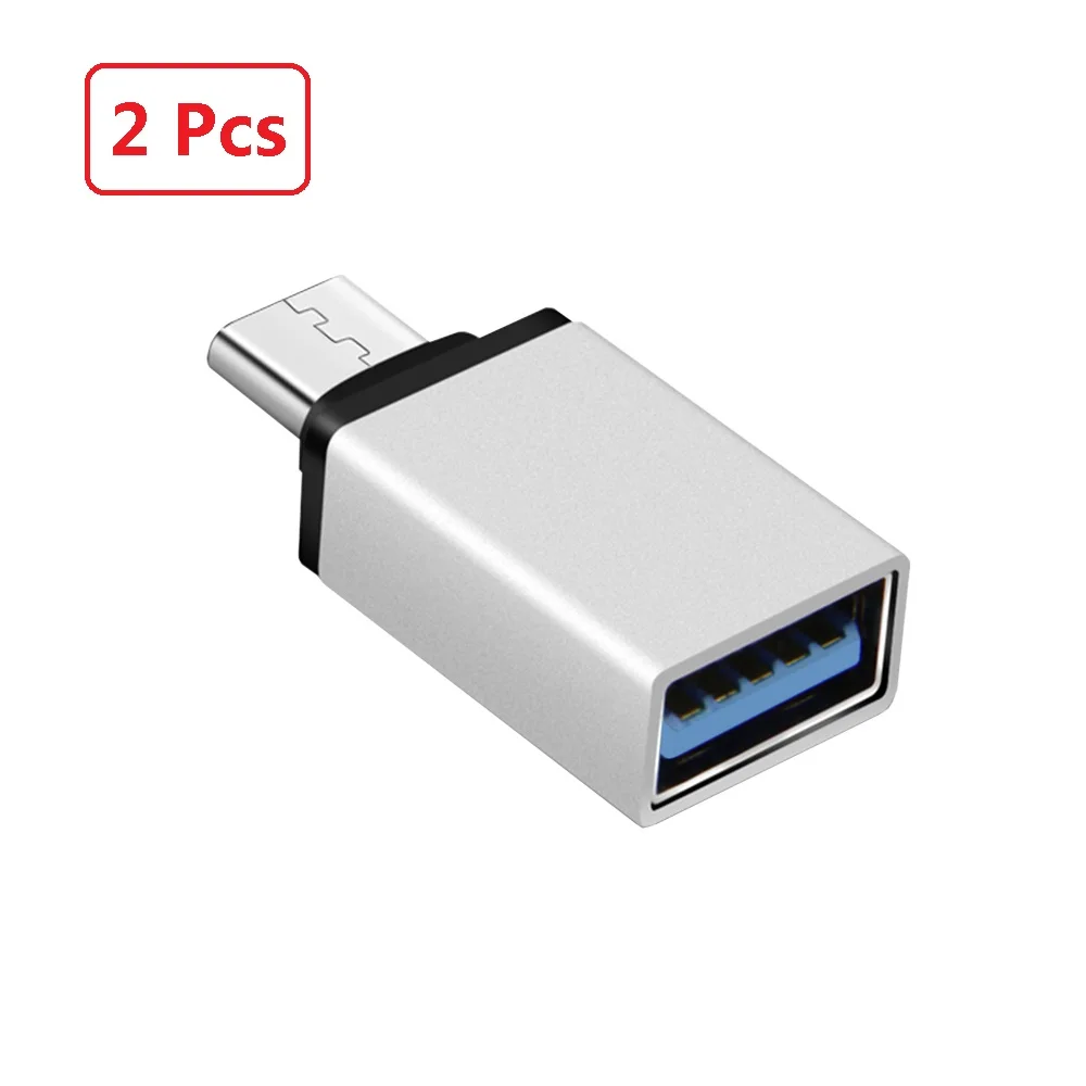 Robotsky type C USB 3,0 OTG адаптер USB-C type-C конвертер для samsung S8 для MacBook серии LG USB C OTG адаптер - Цвет: Silver 2 Pcs