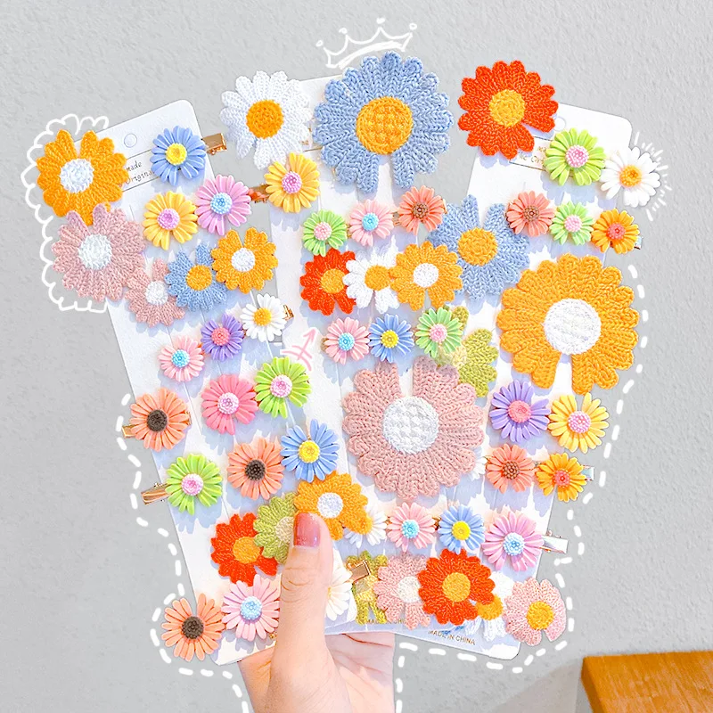 

6PCS/Set New Girls Cute Knitting Flower Hair Clips Kids Sweet Floral Hairpins Barrettes Lovely Headband Fashion Hair Accessories