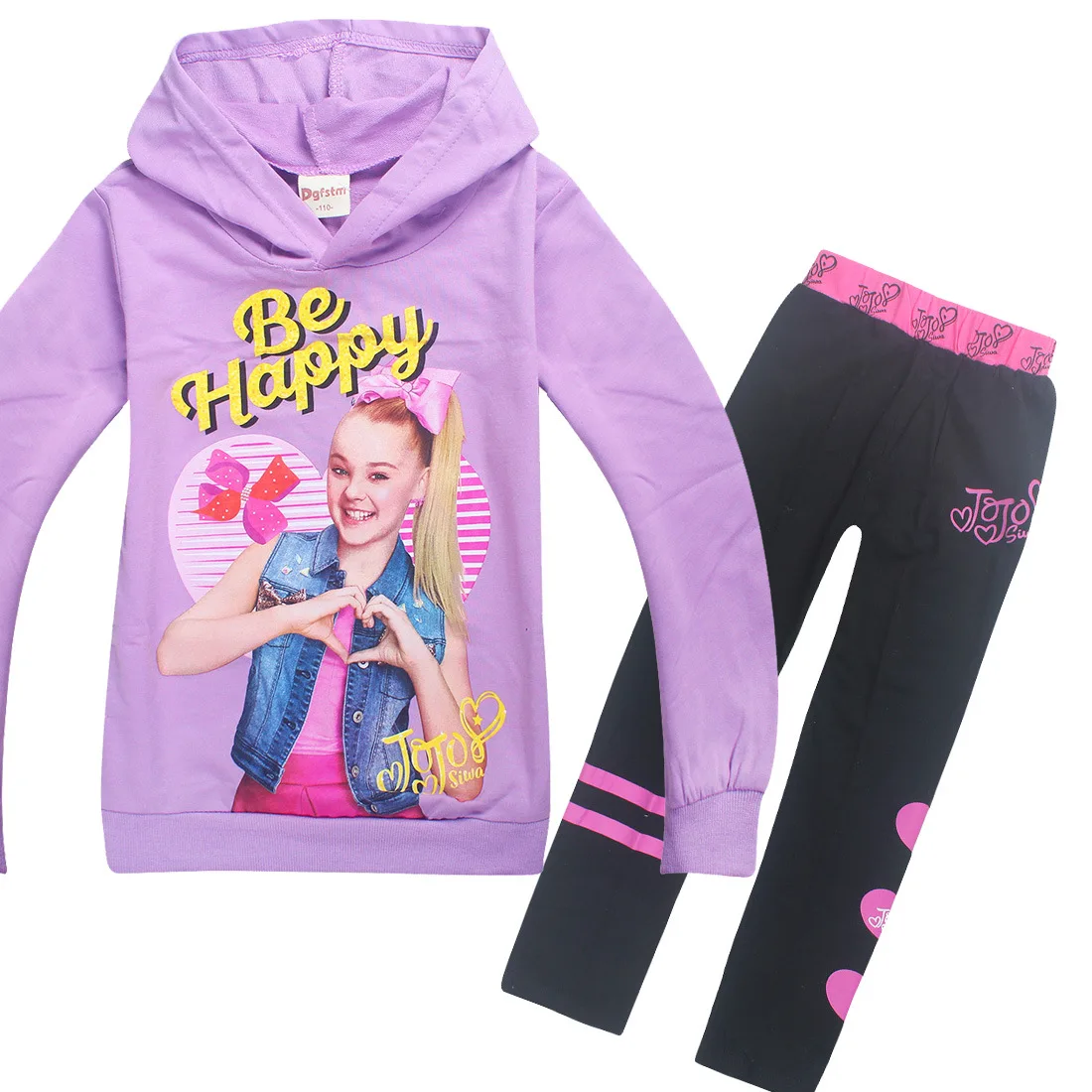 JOJO Siwa/зимняя детская одежда для малышей, футболка с длинными рукавами топы для девочек, толстовки+ штаны, комплект из 2 предметов, одежда для маленьких детей от 8 до 12 лет - Цвет: SS7222-purple