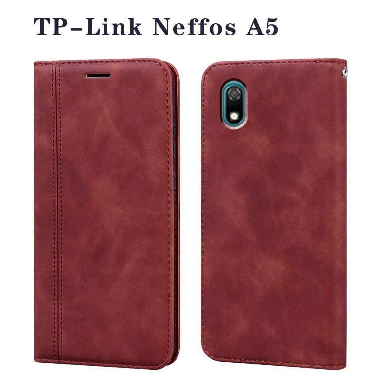 Кожаный чехол премиум-класса для TP-Link Neffos A5 чехол-книжка NeffosA5 чехол-кошелек A 5