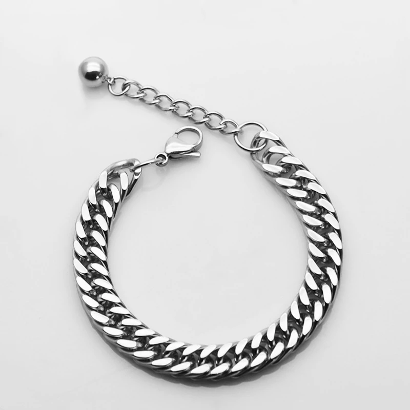 8/10/12mm Gold Silver Color Men Chain Bead Bracelet Titanium Steel Curb Cuban Link Bangle for Unisex Wrist Jewelry Gifts | Украшения и