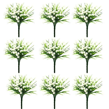 

10 Pieces of Simulation 7 Fork Water Grass Rose Small Lotus Plastic Plant Fake Flower Home Decoration