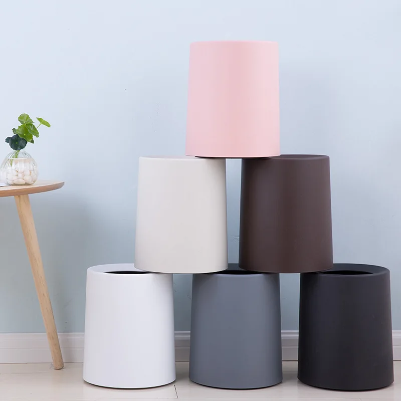 

8L/12L Nordic Plastic Matte Trash Can Garbage Dust Storage Bucket Paper Basket Home Living Room Waste Bin Without Lid Trash Bin