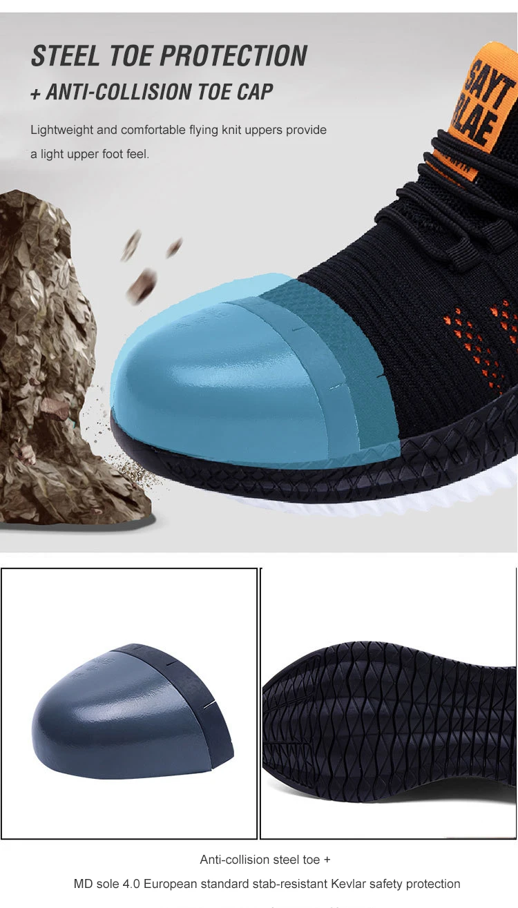 Sapatas de segurança de trabalho antiderrapante à