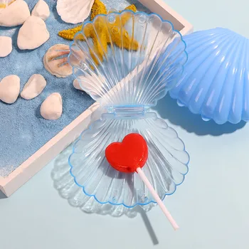 

1PC Jewelry Box Fashion Transparent Seashell Jewelry Necklace Bracelet Storage Organizer Case Pure Color Plastic Jewelry Display