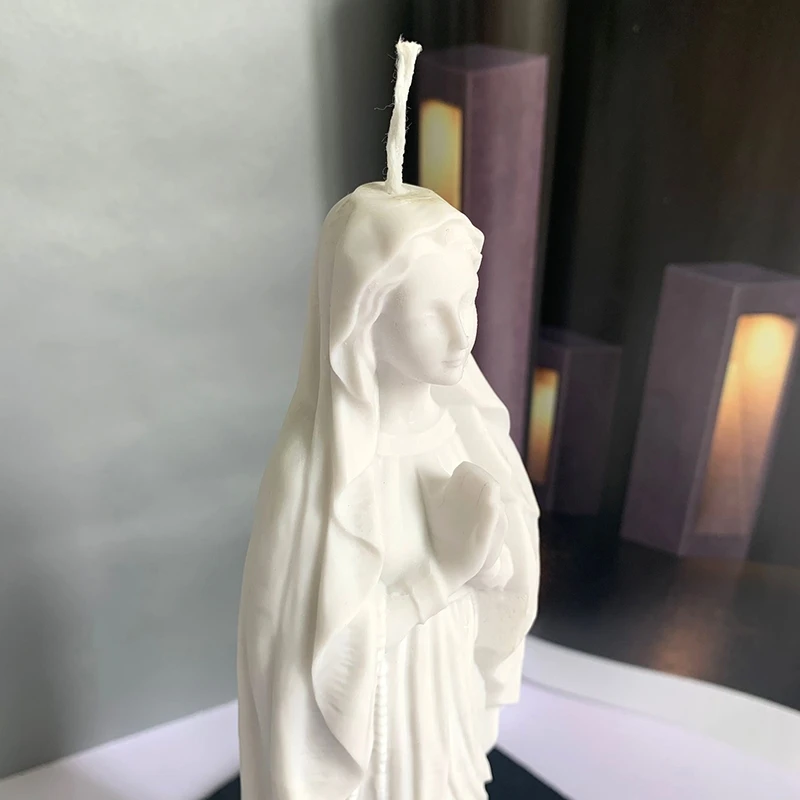 Bougie LED vierge Marie - Bougie madonne en résine