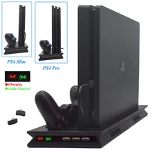 2 в 1 PS4 Pro тонкий вертикальный стенд контроллер Зарядное устройство Док-станция охлаждающий вентилятор для игровой станции 4 PRO тонкие консольные аксессуары