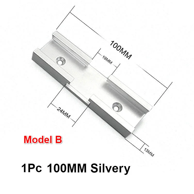 Деревообрабатывающий желоб т слот поперечный соединитель направляющая электрическая циркулярная пила переворачивающийся стол пила стол дорожка пересечение части - Color: 1Pc 100mm B Silvery