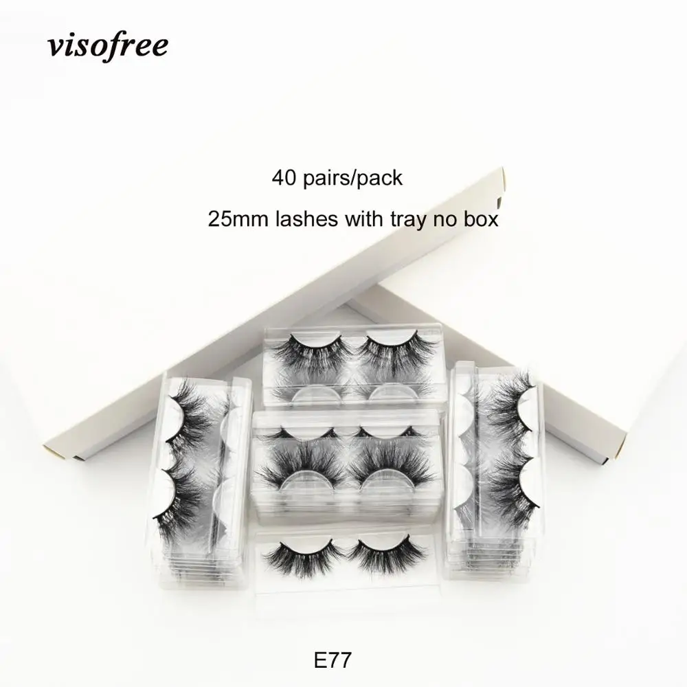 Longos e Grossos Visofree Pares Pacote 25mm Cílios 3d Mink Lashes Maquiagem Falso Atacado Dramáticos 40 –