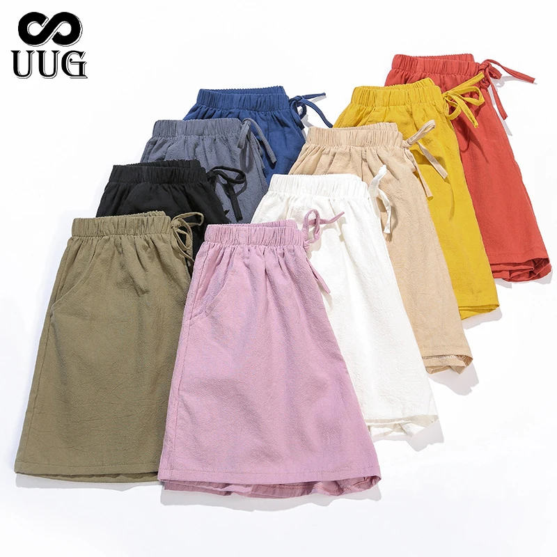 

UUG Plus Size Pocket Shorts Women Summer 2020 Streetwear Casual Drawstring Loose Running Gym Sports Shorts Women Shorts Feminino