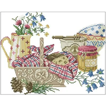

Basket with vase patterns Counted Cross Stitch 11CT 14CT 18CT DIY Chinese Cross Stitch Kits Embroidery Needlework Sets