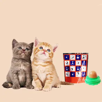 

Kitten Snacks Ball Toys Cat Licking Energy Sugar Ball with Natural Catnip Fish Glue Can be Stick on Wall Cat Kitten Pet Supplies