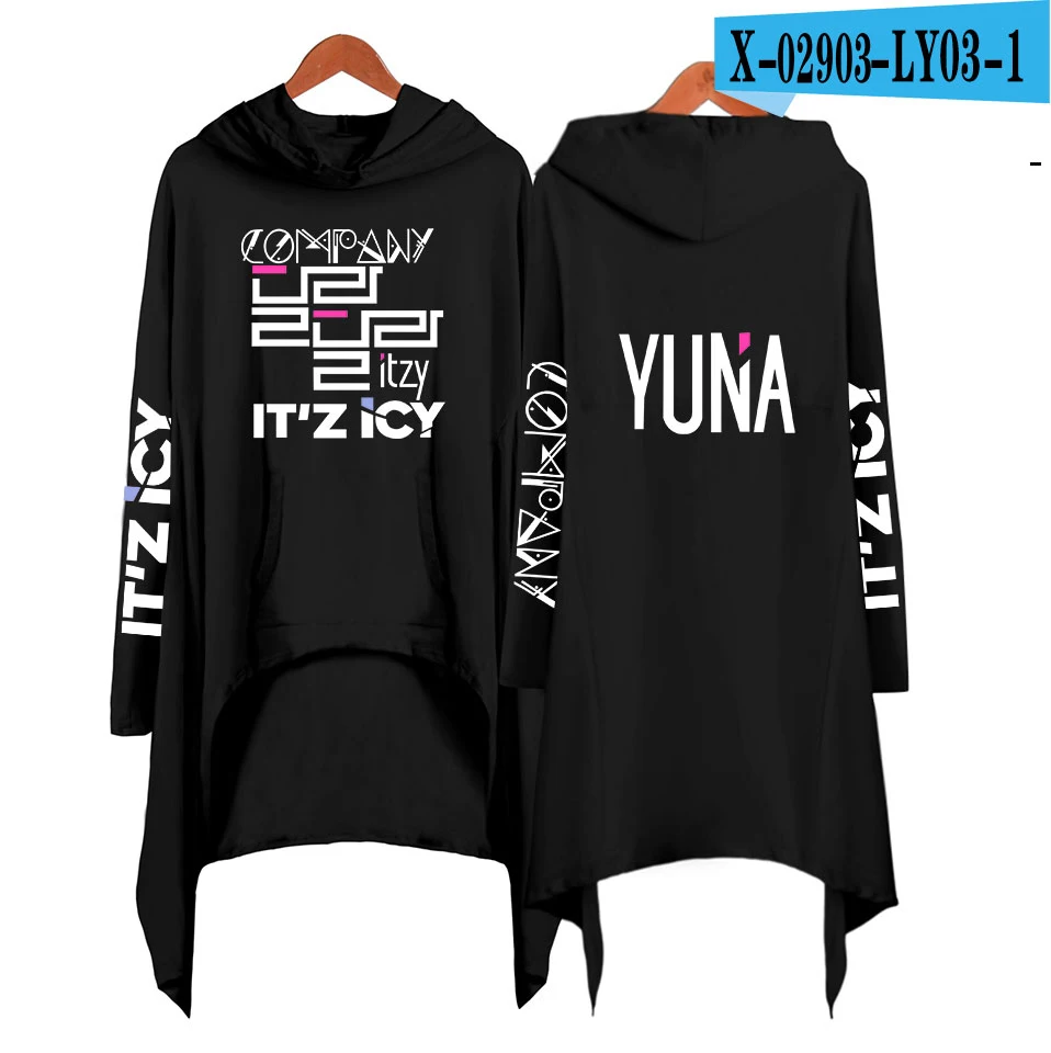ITZY Kpop/толстовки Харадзюку С буквенным принтом, женские толстовки, одежда, вельветовые, плотные, Осенние, креативные,, Длинные пуловеры для девочек - Цвет: black