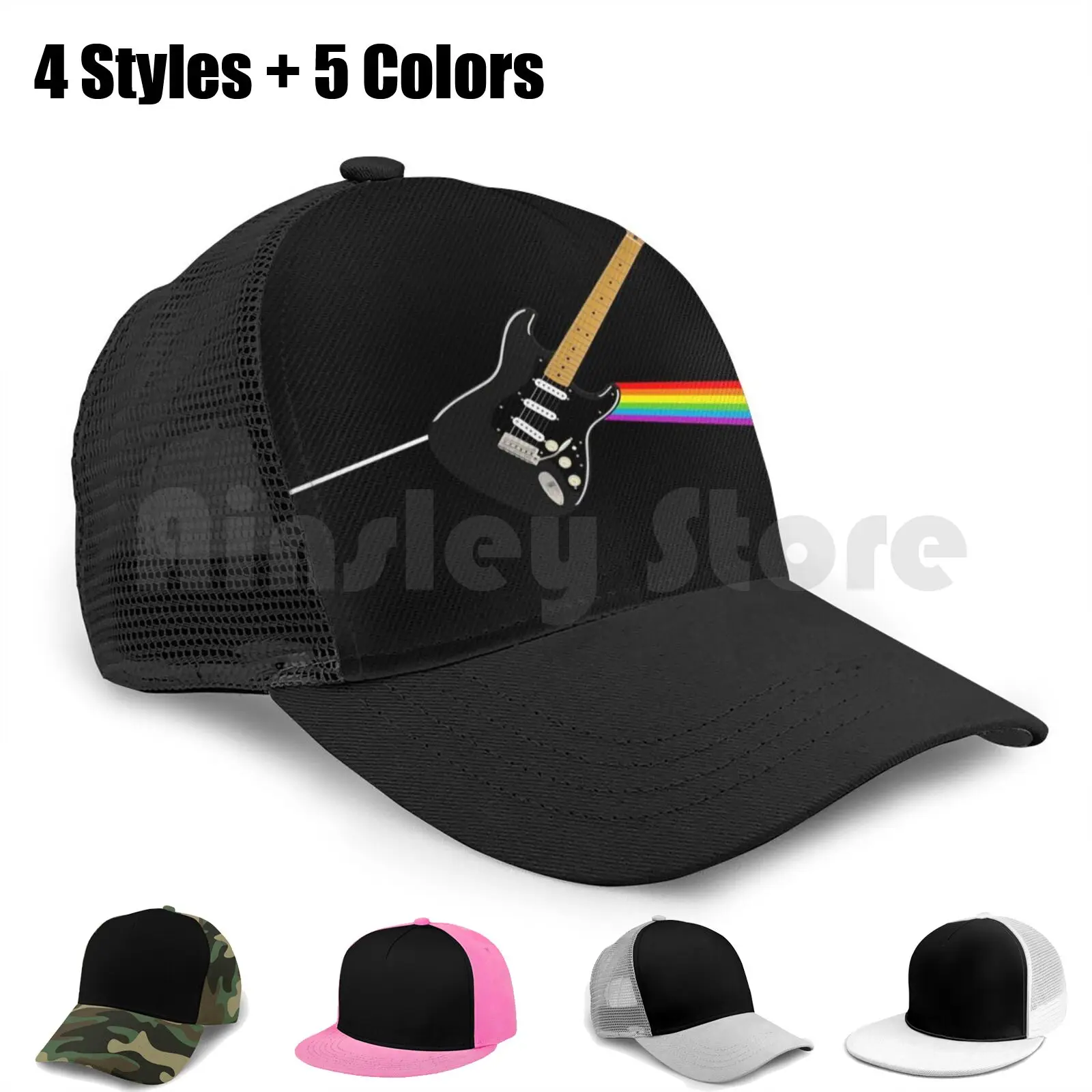 Guitar Baseball Cap Adjustable Snapback Hats Hip Hop Darkside Dark Side Moon Album Cover Prism Colours Dave Gilmour Singer | Аксессуары