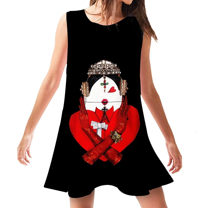 

Chuqian Women Dress New Animal Print Swing Dresses Summer Loose Sleeveless Swing Sundress Sexy Female Casual Office Vest Dress