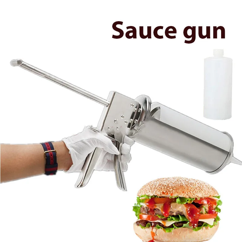 Stainless Steel Burger Sauce Gun Salad Dressing Dispenser 10g Hamburger