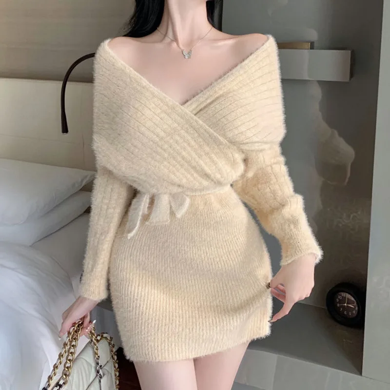 Осенне-зимний свитер vestidos feminino женское винтажное сексуальное облегающее платье