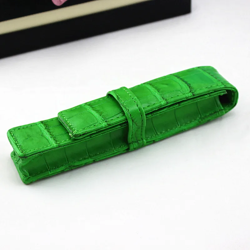 

Free Shipping High Quality Green CROCODILE pattern Leather Pen Case gift Pen bag for roller ball/fountain/ballpoint pen