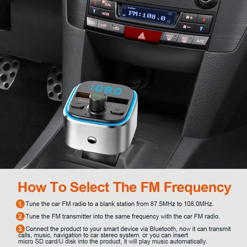 Автомобильный fm-передатчик, Bluetooth 5,0, модулятор, громкая связь, автомобильный комплект, автомобильный аудио mp3-плеер с 3.1A, быстрая зарядка, двойной USB, автомобильное зарядное устройство
