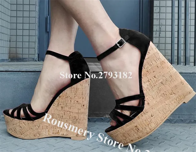 Ladies Beautiful Fashion Suede Leather High Platform Wedge Sandals Rose Red  Straps Cross Height Increased Wedges Dress Heels - Women's Sandals -  AliExpress