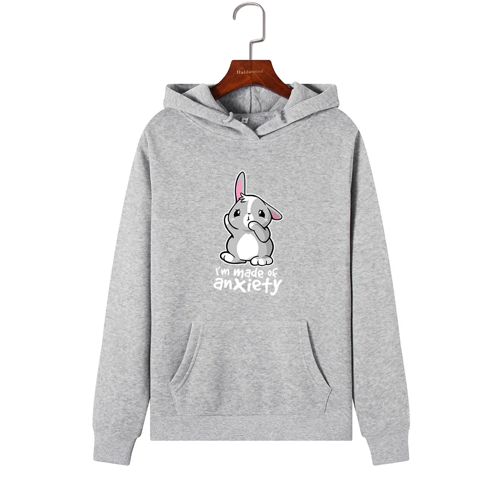  Women Hoodies Sweatshirts Hooded Sweatshirt Cute Animal Bunny Print Autumn Winter Pullover Female H