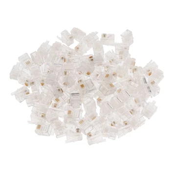 

100x Telephone Plug 6P4C RJ11 Modular Plug (6/2, Telephones Cord Connector)