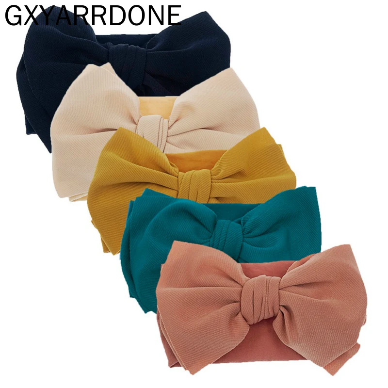 

15pc/lot Large 7" Fabric Bows With Wide Nylon Headband Girls Kids WideTurban Headband Bowknot Head wraps Children Girls Headwear