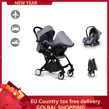 

Folding Lightweight Baby Stroller 3 In 1 Multi-Function Can Sit and Lie Children Pram For Girl Boy With Car Seat Suitable 0-5 Y
