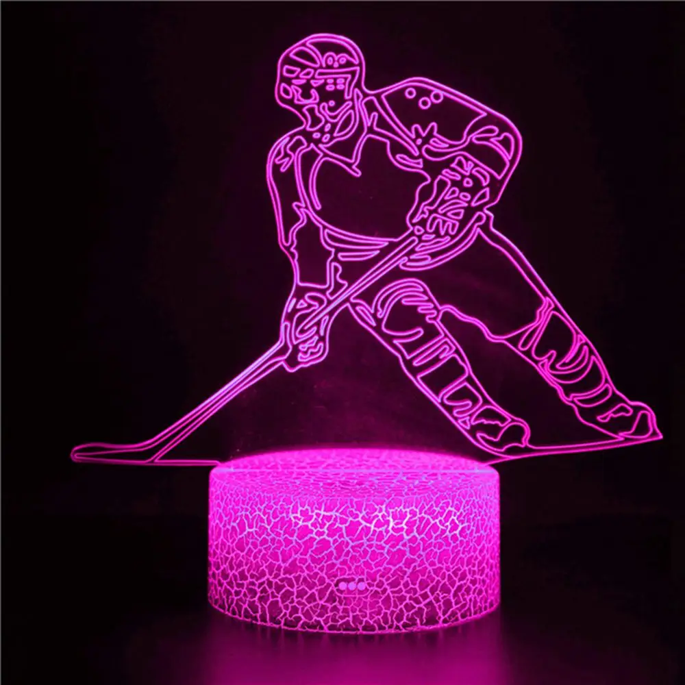LED USB light player hockey ice LOGO icon character commemorative medal model game 3D night Christmas gift | Лампы и освещение