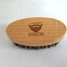1PCS Boar Bristle Mini Beard Brush&Mustache brush For Gentlemen Beard Care Engrave Logo 8.5x4.5cm
