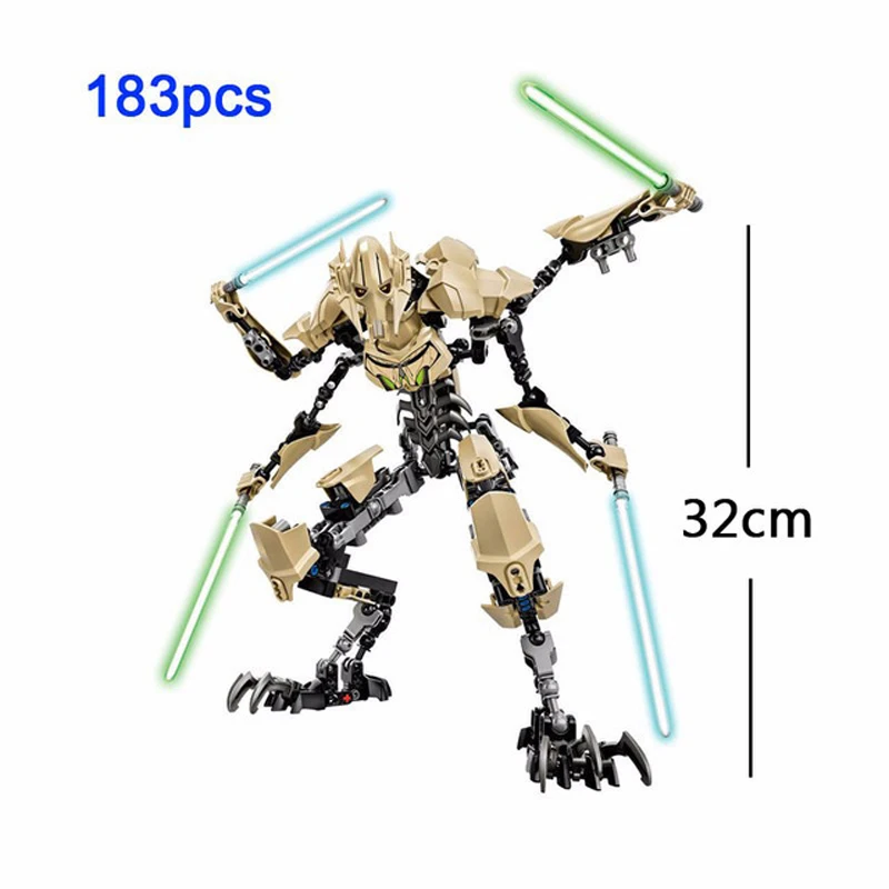 

Big Size General Grievous Star Wars Force Awakens Command Cody Obi wan Kenobi Luke Buildable Action Figure Block Toy
