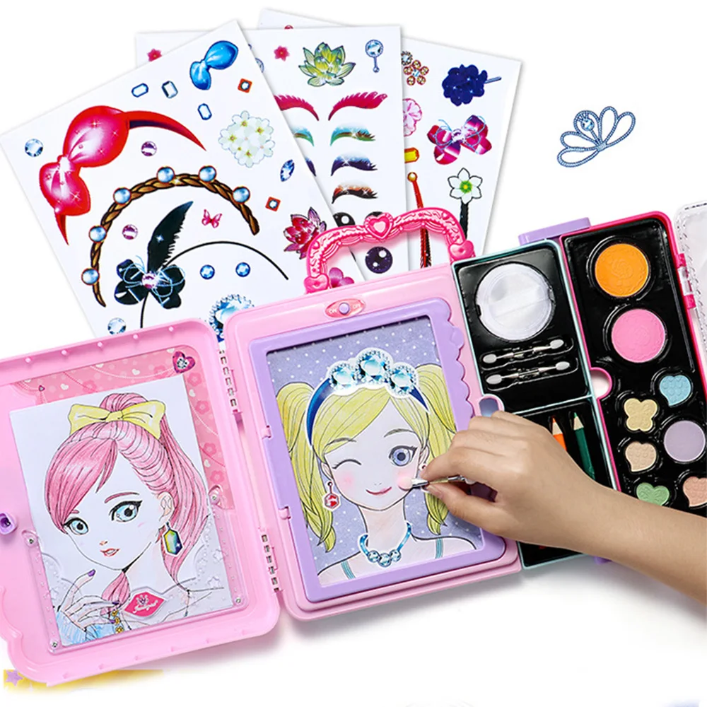 

Portable Non-Toxic Children's Cosmetics Toy Kids Pretend Play Makeup Toy Eyes Nails Lip Beauty Kit For Children Girls Gift