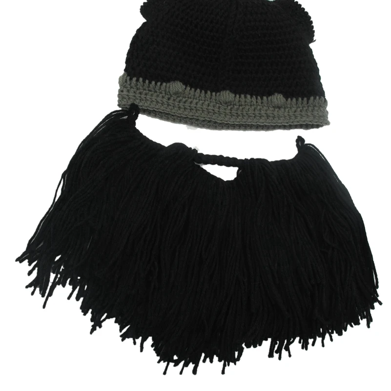 Новая варварская шапочка викинга борода Роговая шапка ручной работы теплые вязаные вещи для зимы шапка для мужчин и женщин День рождения крутые забавные кляп вечерние рождественские