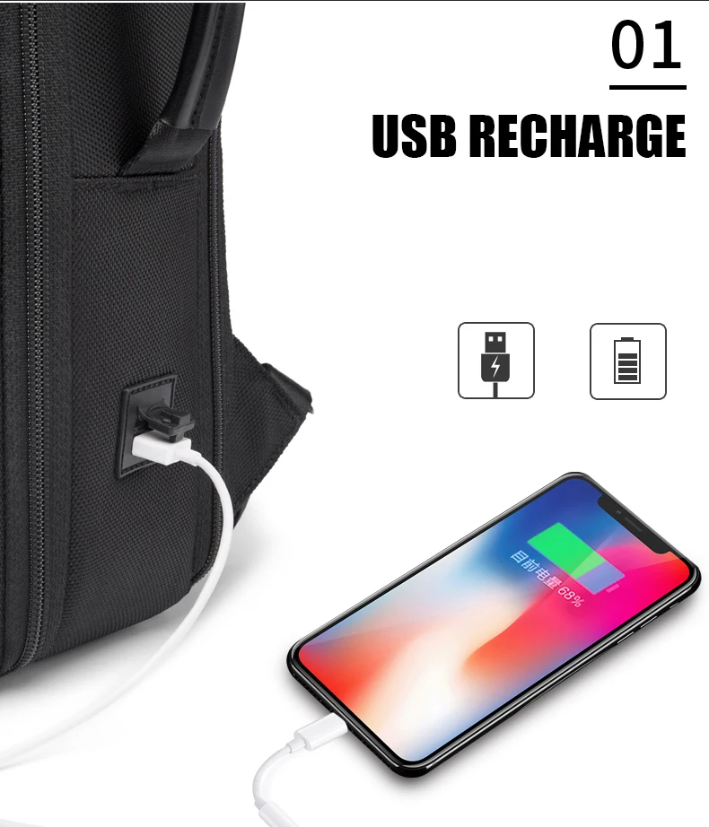 Bange 15,6 ''рюкзак для ноутбука Внешний USB зарядка Компьютерные рюкзаки Противоугонный водонепроницаемый рюкзак для путешествий для мужчин и женщин