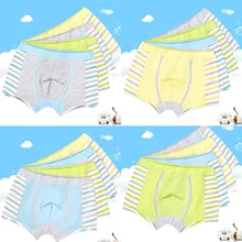 4 шт./лот; модные милые трусы-боксеры в полоску для мальчиков; детские мягкие трусы; нижнее белье; хлопковые трусы