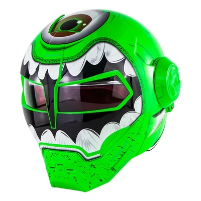 Soman Casco, мотоциклетный шлем с мультяшным принтом рыбы, каска, полное лицо, Casco, откидной модульный робот, мотоциклетный шлем для детей, мотоциклетный шлем - Цвет: Green Eye