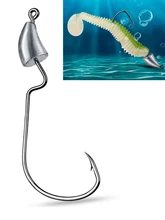 Jig Head Fishhooks 5pcs 5G Metal Bullet Jig Head Fishhook Offset Worm Hooks High Strength Barbed Hooks Bass Fishing Accessories