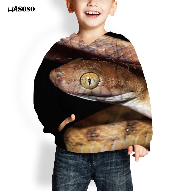 LIASOSO, новинка, 3d принт, животное, змея, унисекс, принт с животными, летняя мода, худи для женщин, мужчин, детей, Забавный пуловер Harajuku, Питон