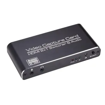 

HDMI Video Capture Card USB 3.0 2X1 Loop HDMI 4K & MIC+Audio Capture HD 1080P Board Game Record Live Streaming Local Loop Out
