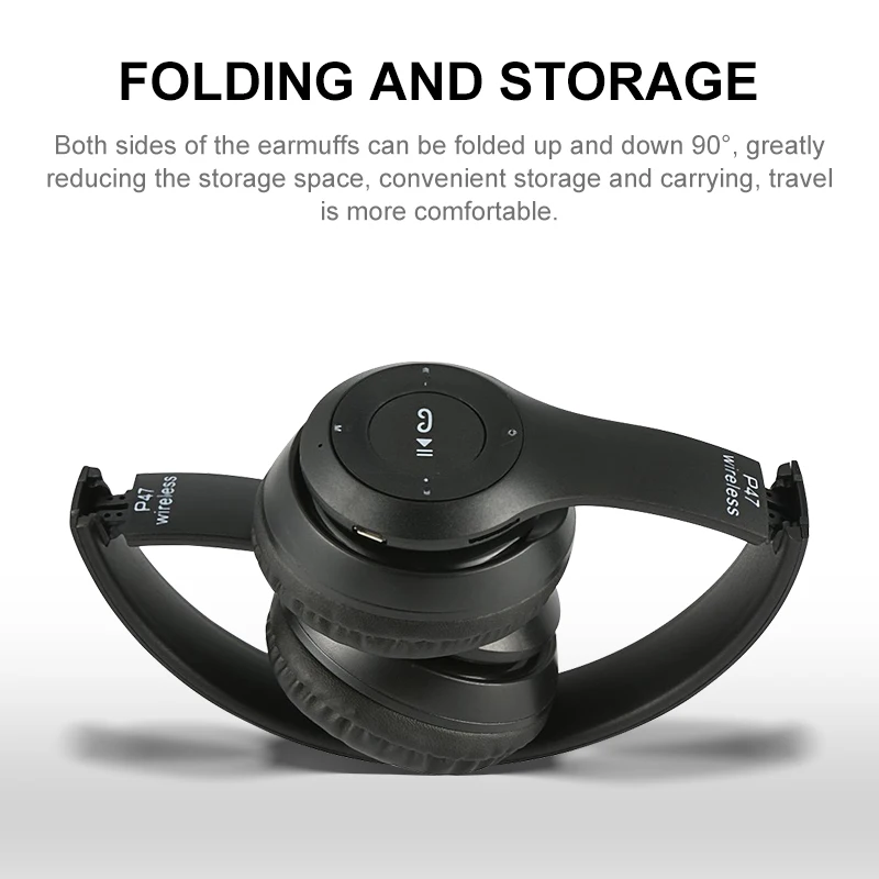 Bluetooth 5 0 Wireless Headphone With Mic Stereo Foldable Cassette MP3 Player Headset Support Card 3 5mm Jack Hands free