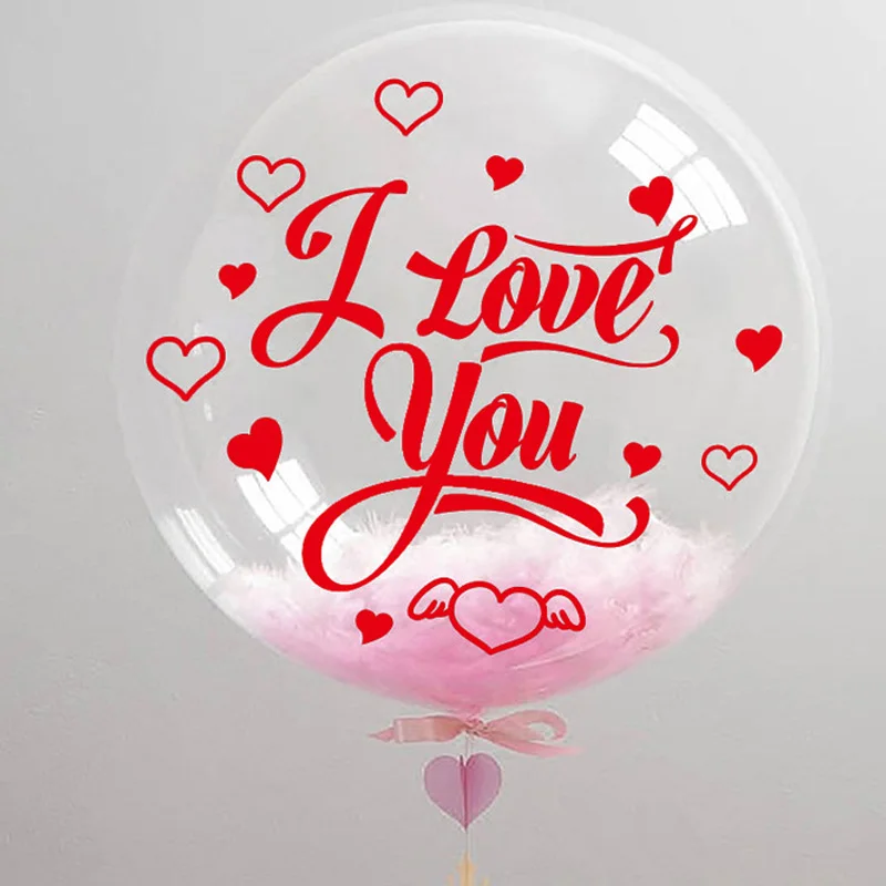 1Pcs Gold Red Candy Color I love You Bobo Clear Helium Balloon Stickers For Wedding Valentine's Day Birthday Party Decoration | Дом и сад