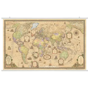 

Political world map in retro style on the flights in Tubus, 1:25 m