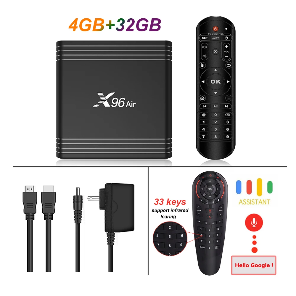 Предпродажа X96 Air Amlogic S905X3 Мини Android 9,0 ТВ приставка 4 Гб 64 ГБ 32 ГБ wifi 4K 8K 24 кадров в секунду Netflix X96Air 2 Гб 16 Гб телеприставка PK A95 - Цвет: 4GB32GB Add G30