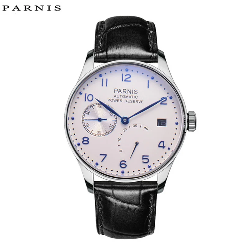 

Parnis 43mm Mechanical Watches Men Calendar Waterproof Automatic Self Wind Watch Black Silver