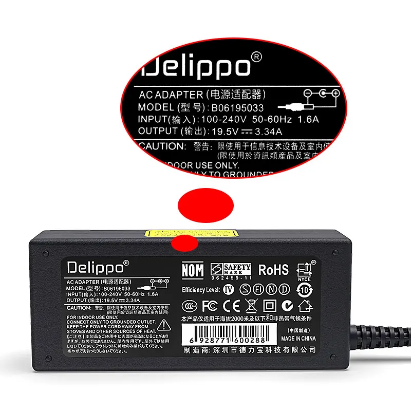 Для Dell 65W 19,5 V 3.34A адаптер переменного тока Зарядное устройство Inspiron 15 5000 7000 серии 1525 1545 1318 3148 Delippo
