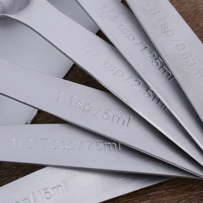 6pcs/set Measuring Spoons Stainless Steel Seasoning Coffee Tea With Scale Bakery