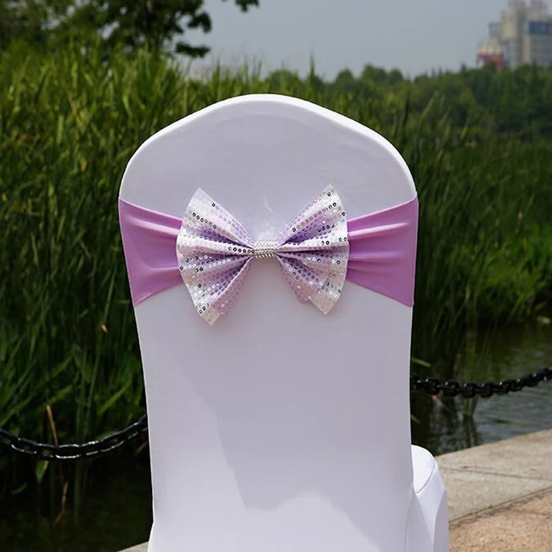 10 шт./лот галстук бабочка блесток стул пояс для свадебной вечеринки эластичная