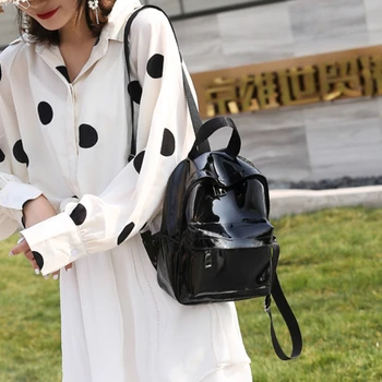 

Female Mini Backpack Women Korean Style PU Leather Shoulder Bag For Transparent Exquisite Multi-Function Small Bagpack