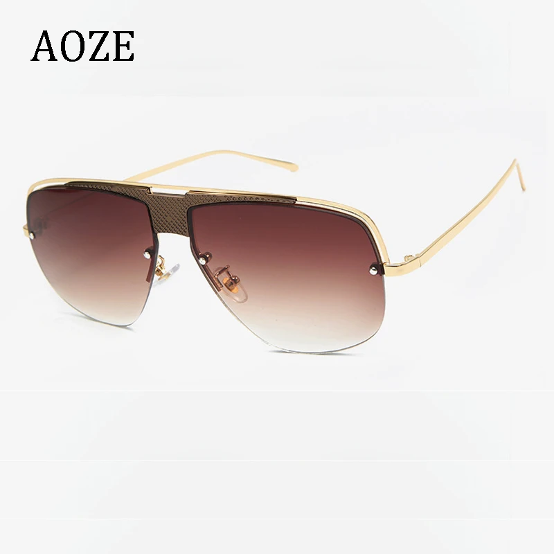 AOZE новые модные полоправы градиентные стильные пилотные Солнцезащитные очки Мужские брендовые дизайнерские солнцезащитные очки UV400